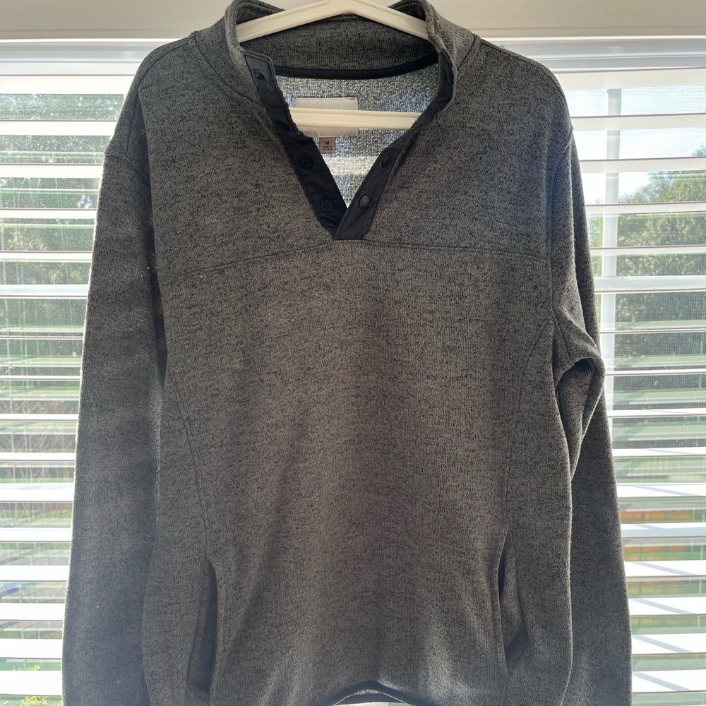 Men's Gray Goodfellow Henley Pullover Sweater
